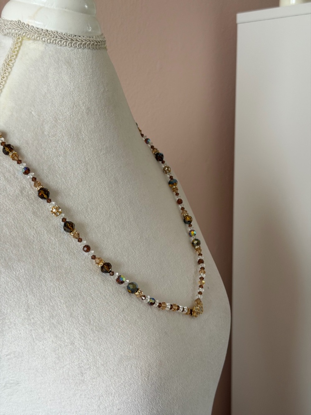 Vintage Gold-Tone "Terling" Hallmark Butterfly Clasp Crystal Necklace - Picture 2 of 4